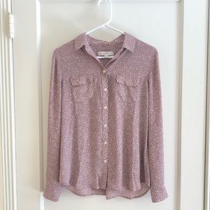 Loft Speckled Utility Button Up Blouse